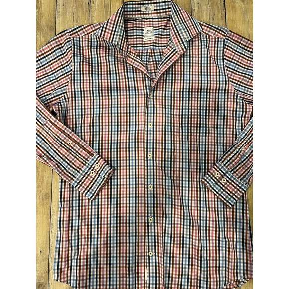 Peter Millar Crown Men's M Seaside Finish Plaid Button Down 100% Cotton - Picture 4 of 9